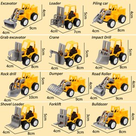 108 Pcs Construction Party Favors Engineering Trucks Small Digger Truck Toys Christmas Gifts Pull Back Vehicles Mini Excavator Toy Car Set for Kids Birthday Boys Girls Stocking Stuffers (Full Set)