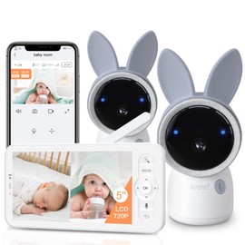 ARENTI 4MP 2.4G&5G WiFi Baby Monitor with 2 Camera and Audio, Night Light, Auto-Traking, Cry&Motion Detection, Temperature Sensor, App Control