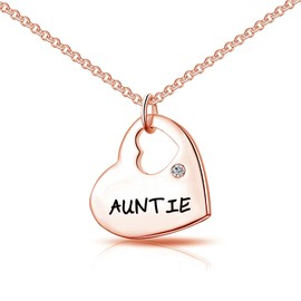 Philip Jones Rose Gold Plated Auntie Heart Necklace Created with Zircondia® Crystals