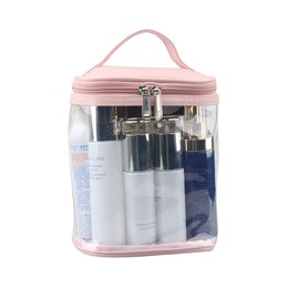 HAOGUAGUA Premium Clear Makeup Bag with Inner Pocket, Transparent Cosmetic Pouch for Travel or Everyday Use, Waterproof Beach Bag for Sunscreen Skincare (Pink)