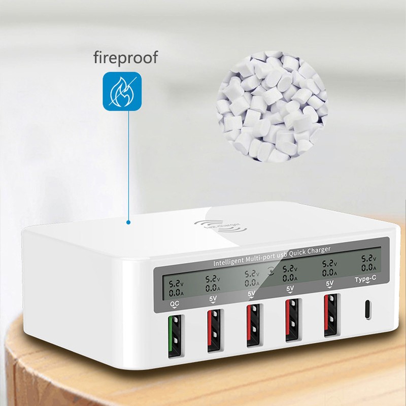 USB Fast Charging Station Wireless Multi Port 6 Ports 50W