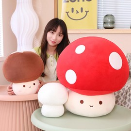 OUKEYI 12 Inch Soft Mushroom Plush Doll Mushroom Plush Toy Pillow Home Decoration Gift for Birthday Red