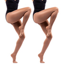 2 Pairs Dance Shimmer Footed Tights (XL/2XL) (Toast)