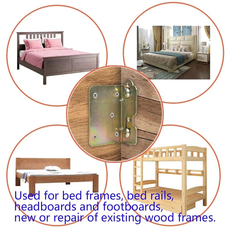 WANLIAN Bed Rail Brackets, Bed Frame Hardware, Set of 4