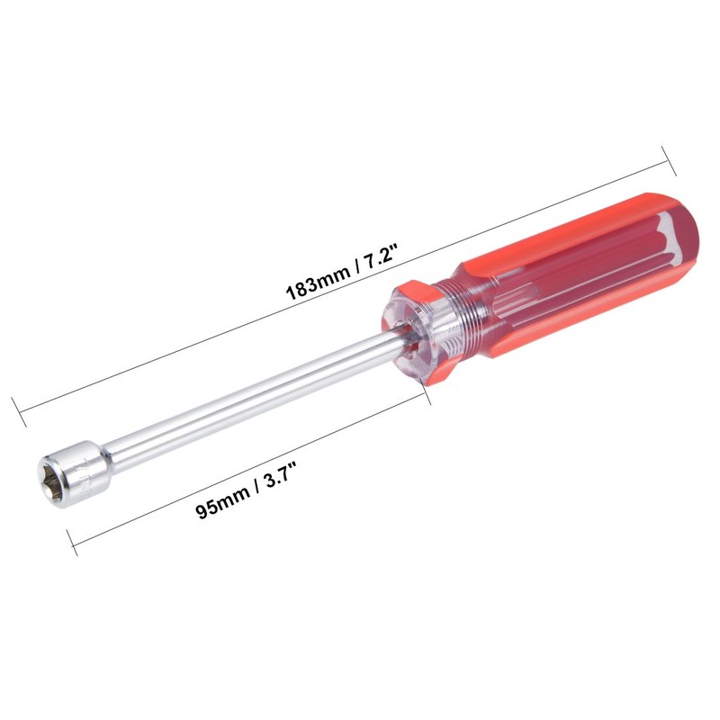 sourcing map Non-Magnetic 7mm Nut Driver Red Coded Handle with