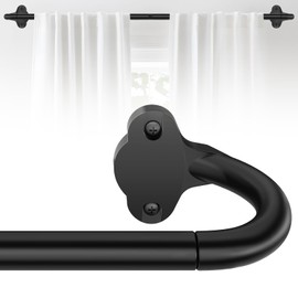 JRZOO Wrap Around Curtain Rods,Curtain Rods for Windows 36 to 88 Inch(4-7 Feet),5/8" Adjustable Room Darkening Blackout Curtain Rod,Heavy Duty Celling Curtain Rod,Curved Curtain Rod 36-88",Black