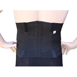 Alpha Medical 10" Vented Lumbosacral Support Elastic Back Brace for Lower Back (Large, Black)