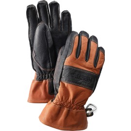 Hestra Mens Womens Ski Gloves: Guide Leather Winter Gloves with Wool Lining, Brown/Black, Size 9