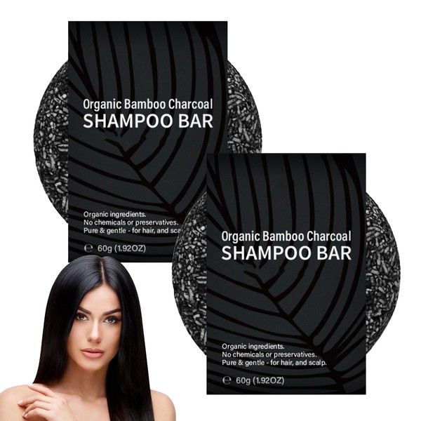 Hppsctink 2pcs Bambuskohle Shampoo Seife, Nährende & reparierende Shampoo-Seife gegen