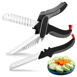 Cutting Board Scissors for Food – 7-in-1 Kitchen Food Scissors with Ribbed & Flat Blades for Easy Meat, Fruits & Veggies Cutting and Decorative Slicing – Easy To Clean Kitchen Shears With Safety Lock
