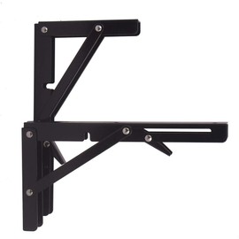 LUCKYBEE 2-Piece Shelf Bracket, L-Shaped, Shelf Support, Bracket, Foldable, Iron, Hardware, Load Capacity 110.2 lbs (50 kg), 7.9 inches (20 cm), Black)