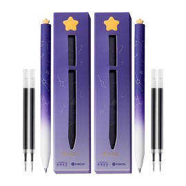 Kaco FIRST Gel Ink Pens, Pack of 2 Pieces Cute Heart Pen Set with Extra 4 Black Refills Holiday Gifts (2 Purple)