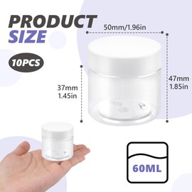 Cremedosen 10 Stück kleine Dosen Mini Plastikbehälter, 5 cm Leere Klare Kunststoff Döschen für Kosmetik-Produkte, Creme-Aufbewahrung, DIY-Projekte, Schleim-Herstellung, Reise und Haushalt