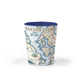 Xplorer Maps San Juan Island Map Ceramic Shot Glass, BPA-Free - For Office, Home, Gift, Party - Durable and holds 1.5 oz Liquid