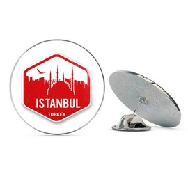 Turkey Istanbul Round Metal 0.75" Lapel Pin Hat Shirt Pin Tie Tack Pinback