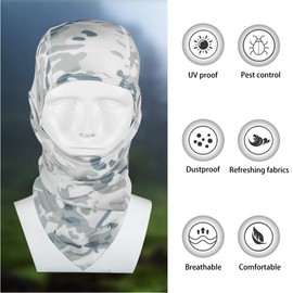 Camo Balaclava Face Shiesty Ski Mask,UV Protection Ice Silk Neck Gaiter Sun Hood for Men Women Motorcycle Cycling