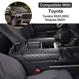 Car Leather Center Console Protector Cover Compatible with Toyota Tundra/Sequoia 2022-2026, Center Console Armrest Seat Box Cover Cushion Lid Protector Pad Waterproof Anti-Scratch Interior Accessories
