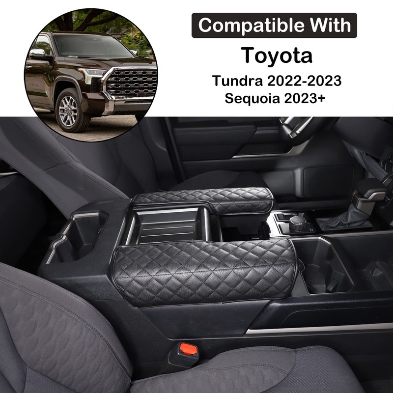 Car Leather Center Console Protector Cover Compatible with Toyota Tundra/Sequoia