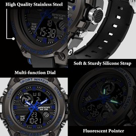 Mens Watch Digital Sports Outdoor Watches for Men Military Waterproof Tactical Watches Men Stopwatch LED Tough Electronic Alarm Clock