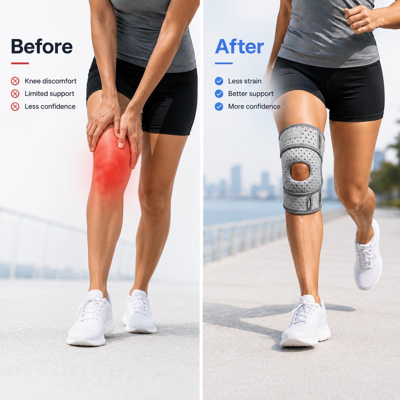Double Strap Knee Brace for Sports – Adjustable Patella Support