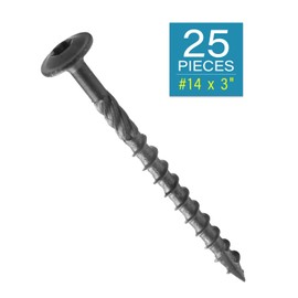 #14 x 3 Black IMSCREWS Wood Deck Screws - T30 Star Drive with Large Washer Head - Rust-Resistant Outdoor Deck Screws for Timber, Log, and Landscaping Wood Projects Pack of 25