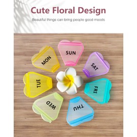 FHORAIN Weekly Pill Organiser, Cute, Round, Large Compartments, Rainbow Portable 7 Days Tablet Box, Travel Case for Vitamins, Supplements