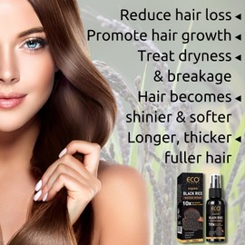 Black Rice Water Serum Spray for Hair Growth with Hydrolyzed Rice Extract, Zingiber, Castor Oil for Thicker Longer Fuller Hair, Women & Men