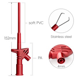 Cleqee Pack of 2 Multimeter Test Hook Clip Heavy Duty with 4 mm Banana Socket Flexible Insulated High Voltage for Electrical Tests 1000 V/10 A Red Black