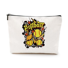 EIXU Softball Gifts Softball Stuff Cosmetic Bag Softball Coach Gifts Softball Makeup Bag Softball Accessories for Girls Women Female Her Softball Player Team Fans Sister Christmas Birthday Gifts
