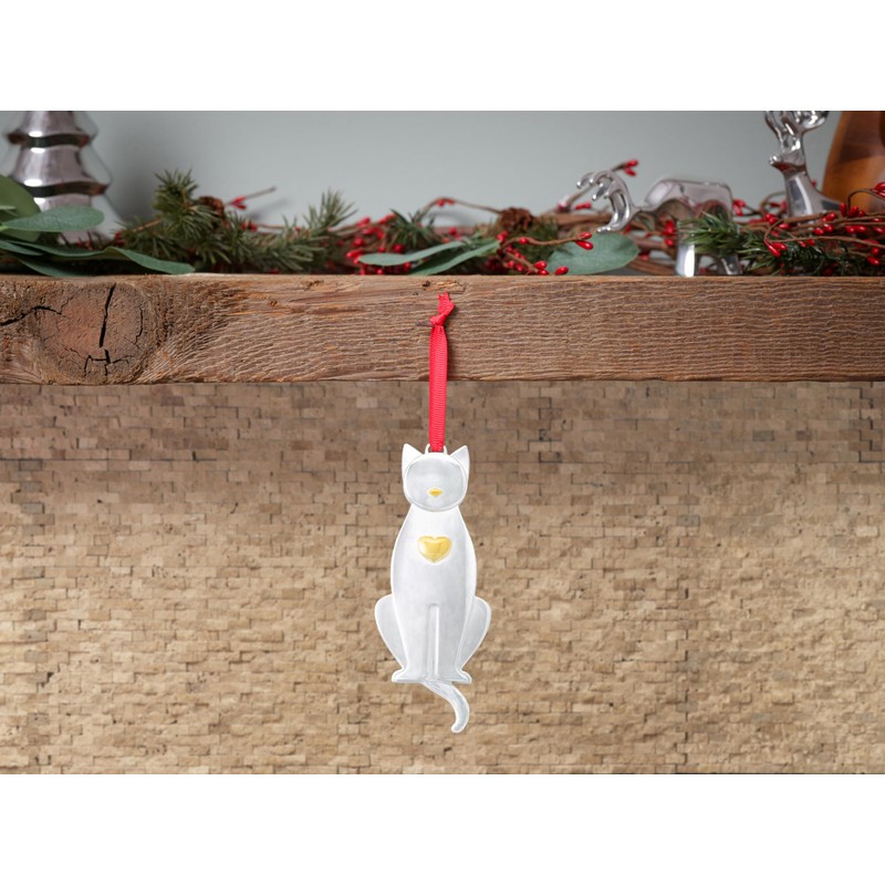 nambe Kitty Christmas Ornament (r) -
