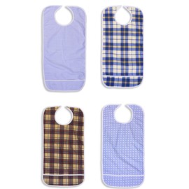 NOBLES HEALTH CARE PRODUCT SOLUTIONS 4 Pack Adult Vinyl Adult Bibs with Crumb Catcher - Premium (Premium)