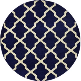 Unique Loom Trellis Collection Geometric Modern Navy Blue Round Rug (8' 0 x 8' 0)