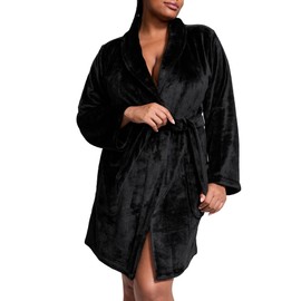 Victoria's Secret Short Cozy Robe, Robes for Women, Black (XS/S)