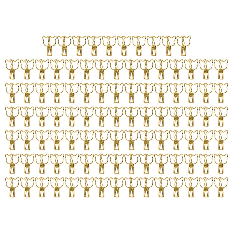 100pcs Binder Clip Hollow Cartoon Bear Long Tail Metal Paper