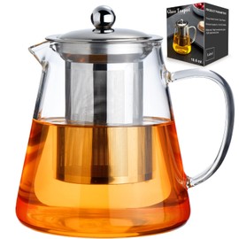 Baalaka Glass Teapot 18.6oz/550ml, Tea Pot with Removable Infusers for Loose Tea, Borosilicate Glass Tea Kettle Tea Maker Stovetop for Camping, Travel