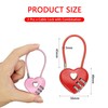 2 Pcs Pink Combination Lock, Red Heart Shape Padlock, Couple