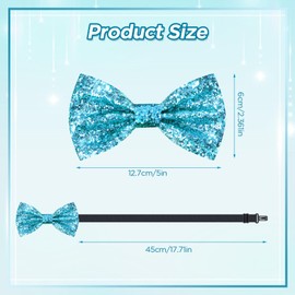 Neptniopllab Sparkling Glitter Men's Pre-Tied Bow Tie Shiny Sequins Bowtie for Banquet Carnival Party Christmas Fancy Dress (Light Blue)