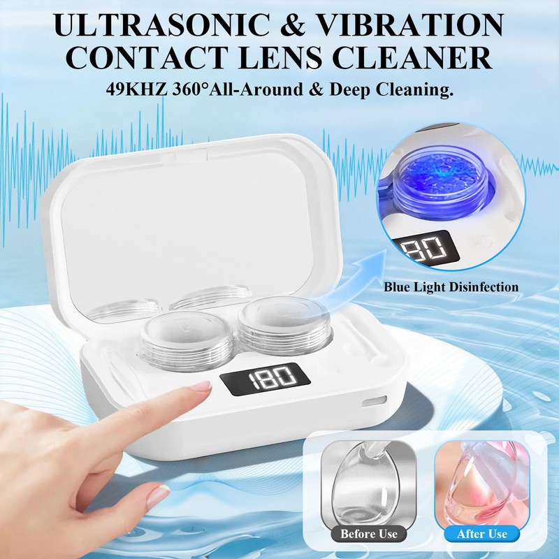 Casbomy Contact Lens Clean Machine, Portable Ultrasonic Contact Lens Cleaner