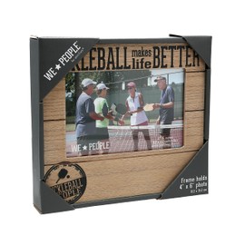 Pavilion Gift Company Pickleball Makes Life Better Horizontal 6.75" x 7.45" MDF Self-Standing Picture Frame, 4" x 6" Photo Holder, Brown & Black