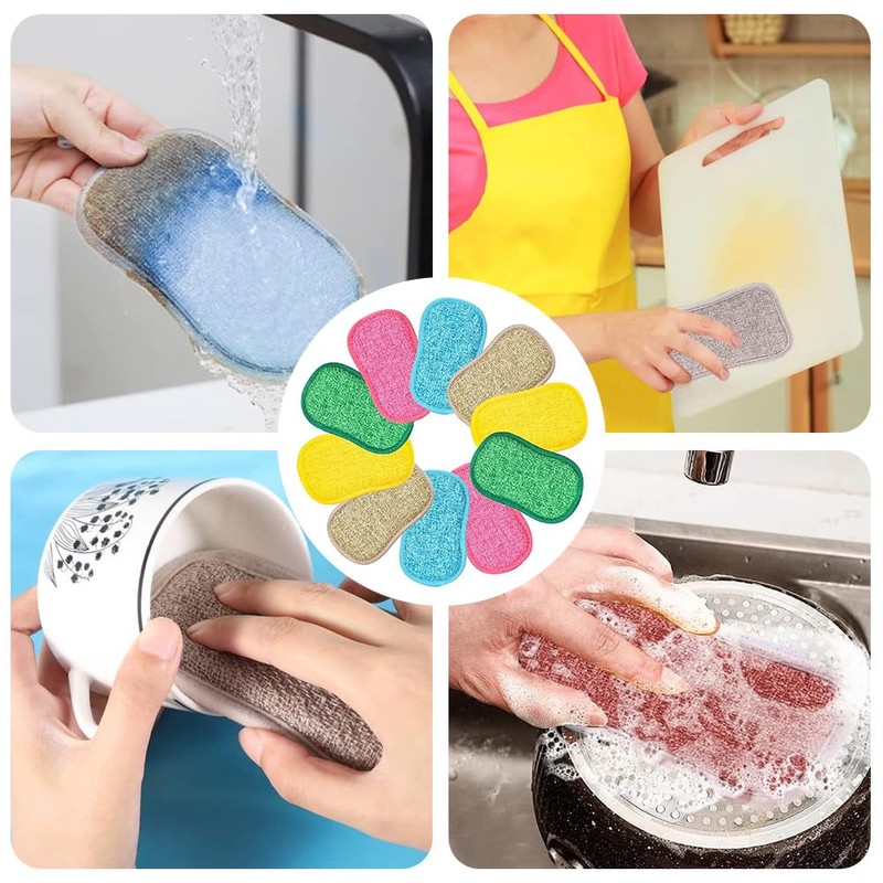 Mis.Moon Pack of 10 Kitchen Sponge Cleaning Sponge, Double-Sided Microfibre