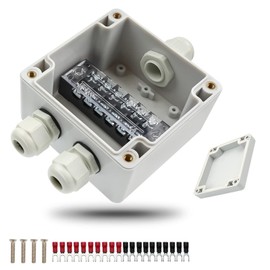 LWLWA Junction Box ABS, White IP66 Waterproof Junction Box, Outdoor Junction Box with SV Fork Shaped Pre-Insulated Connections, High Temperature Resistant, Suitable for Optical Cables (82 x 80 x 56