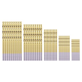 HSS Micro Titanium Coated Twist Drill Bit Set, High Speed Steel Jobber Length Drill, Split Point, 50 PCS Drill Bits Tools, 1/32" to 7/64"（0.8,1.6,2.0,2.5,3.0 for Wood Plastic and Metal