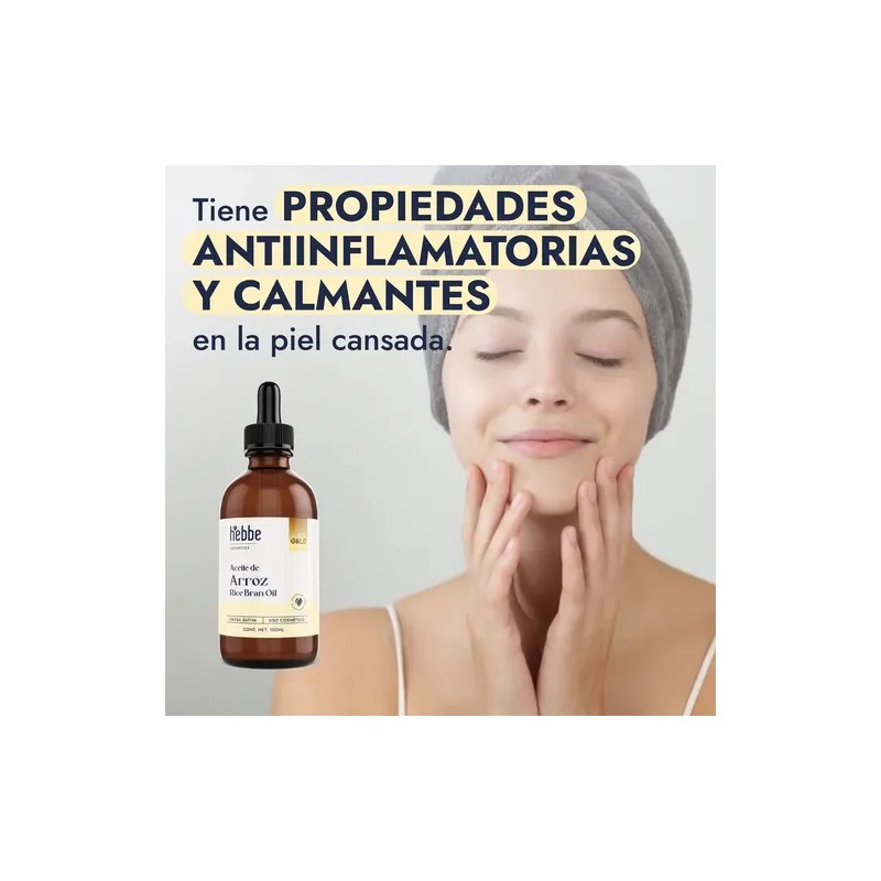 Aceite Puro Arroz Hebbe Cosmetics 100ml Hidratante Hipoalergénico Piel Sensible