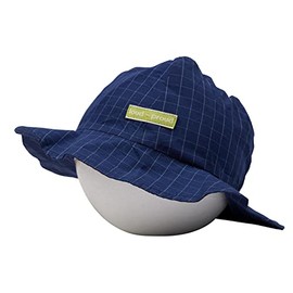 loud + proud Unisex Children's Fine Check, GOTS Certified Hat, ultramarine
