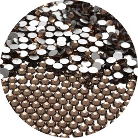 NCB 288pcs Flatback Round Glass Nail Art Rhinestones Crystal for DIY Making Accessories Shoes, Clothes, Face Art, Bags, Manicure (Smoked Topaz, SS30 288pcs)