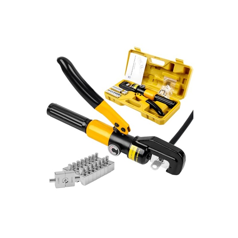 YUZES Hydraulic Crimping Tool 10 Tons, 12 AWG to 2/0