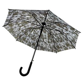 Glossy Magazine Cover Collage Michelle Obama Printed Bubble Dome Stick Rain Umbrellas (Black)