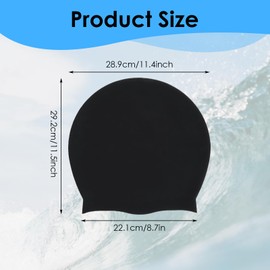 Yuanchu Swimming Cap for Long Hair, Silicone Extra Large Swim Caps for Women Men Adult Waterproof Swim Hats Keep Weaves Curls Hair Extensions Afros Braids and Dreadlocks Dry, Black