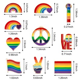 WANDIC Rainbow Brooch Pin Set Lapel Pins Rainbow Lapel Pins Pride Brooch for Sweaters Scarves Dresses Bags, Metal
