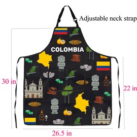 ENSIANTH Colombia Apron Gifts for Colombia Lover Cooking Kitchen Chef BBQ Grill Apron with Pockets Colombia Trip Gifts (2499 Colombia Apron)